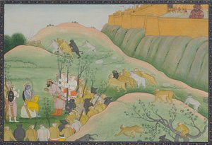 Vibhishana buigt voor Rama door Kangra